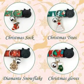 img 1 attached to 🎄 CooShou Christmas Cat Collar Set: Festive Xmas-themed breakaway collars with bells & charms - 4Pcs Per Set