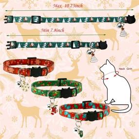 img 3 attached to 🎄 CooShou Christmas Cat Collar Set: Festive Xmas-themed breakaway collars with bells & charms - 4Pcs Per Set