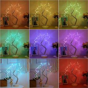 img 3 attached to Tabletop RGB Color Changing Bonsai Tree Light: 36L LED Fairy Tree Lamp with Remote Control - 16 Colors, DIY Branches, USB/Battery Operated, Opal Ball and 6-Hour Timer