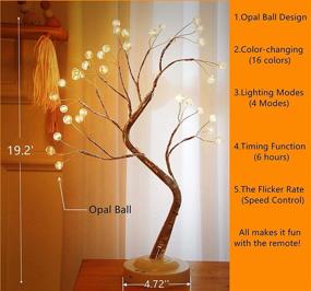 img 1 attached to Tabletop RGB Color Changing Bonsai Tree Light: 36L LED Fairy Tree Lamp with Remote Control - 16 Colors, DIY Branches, USB/Battery Operated, Opal Ball and 6-Hour Timer