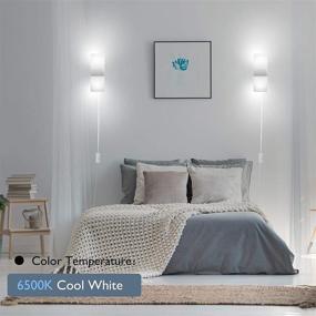 img 1 attached to 🏮 JACKYLED Modern Wall Sconce 2-Pack - Plug-in Acrylic LED Wall Light Fixture with 6 Ft Cord, On/Off Switch for Living Room Bedroom Hallway - 12W 6500K Cool White