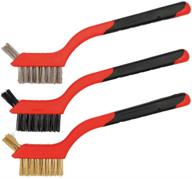 🧼 3 piece heavy duty cleaning brush set - brass, stainless steel, and nylon brushes with crimped scratch head, extra cluster bristles for hard-to-reach areas logo