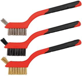 img 4 attached to 🧼 3 Piece Heavy Duty Cleaning Brush Set - Brass, Stainless Steel, and Nylon Brushes with Crimped Scratch Head, Extra Cluster Bristles for Hard-to-Reach Areas