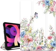 🌺 hepix ipad air 4th gen case | flower floral butterfly ipad 10.9" cover with pencil holder 2020 for women | pink blue flower protective white sleeve auto sleep/wake | a2072 a2316 a2324 a2325 logo