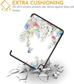 img 1 attached to 🌺 Hepix iPad Air 4th Gen Case | Flower Floral Butterfly iPad 10.9" Cover with Pencil Holder 2020 for Women | Pink Blue Flower Protective White Sleeve Auto Sleep/Wake | A2072 A2316 A2324 A2325