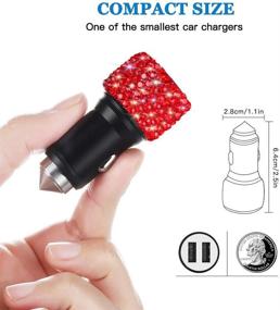 img 3 attached to 💎 Блинг-блинг USB-зарядное устройство для автомобиля с ринестонами: стильная кристальная декорация для быстрой зарядки iPhone, iPad, Samsung - автомобильный адаптер от SAVORI