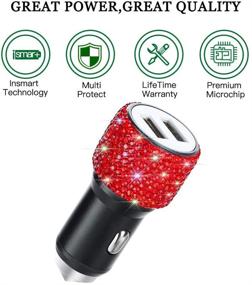 img 2 attached to 💎 Блинг-блинг USB-зарядное устройство для автомобиля с ринестонами: стильная кристальная декорация для быстрой зарядки iPhone, iPad, Samsung - автомобильный адаптер от SAVORI