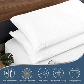 img 2 attached to 😴 CozyLux 100% Organic Bamboo Pillowcases Set of 2 King Size - Cooling Soft Silky Pillow Cases for Enhanced Sleep - Moisture Wicking & Oeko-Tex Certified - Envelope Closure - White 20"x40