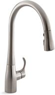 🔝 the ultimate kitchen upgrade: kohler 596-vs simplice pull down kitchen faucet - sleek high arch design in vibrant stainless steel logo