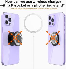 img 3 attached to 📱 HALLEAST Магнитный Popsocket, совместимый с iPhone 12 Pro Max, съемный Magsafe Popsocket для беспроводной зарядки, разработанный для P-Socket и держателя для телефона - Серебро