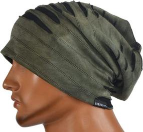 img 1 attached to 🧢 JESSE · RENA Stylish Striped Lightweight Oversized Beanie Skull Cap Hat for Summer