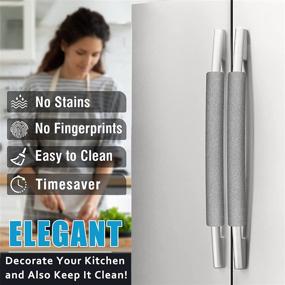 img 3 attached to 🔒 ELCOOR Grey Refrigerator Door Handle Covers - Set of 6, Trimmable & Washable Appliance Handle Covers - Fridge Door Handle Protector to Eliminate Handprints. Save Time with These Kitchen Decor Accessories