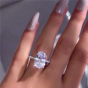 img 4 attached to 💍 Золотистое кольцо из платинированного стерлингового серебра - обручальное кольцо с овальной огранкой и циркониевым камнем в 3 карата