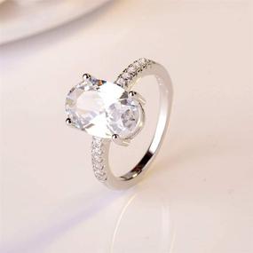 img 2 attached to 💍 Золотистое кольцо из платинированного стерлингового серебра - обручальное кольцо с овальной огранкой и циркониевым камнем в 3 карата