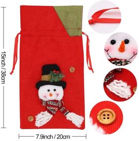 img 3 attached to 🎅 OurWarm 3D Christmas Drawstring Bags Set - Santa Claus, Snowman, Elk~15 x 8 Inch Treat Bags for Holiday Party Supplies Decorations, Pack of 3