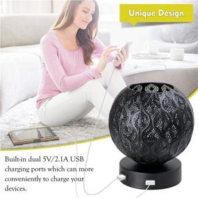 img 2 attached to Lifeholder Bedside Lamp: Modern Globe Touch Lamp with Dual USB Ports, 3 Way Dimmable Table Lamp - Includes Edison Bulb! Decorative USB Lamps for Bedroom, Living Room, Office (Black)