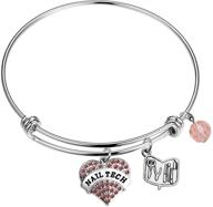 💅 glamorous pink pave heart charm nail tech bracelet – ideal manicurist gifts for nail technicians & coworkers logo