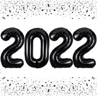 2022 black balloons - 40 inch happy new year decorations, aluminum foil balloon for new years eve party supplies, nye decorations, graduation logo