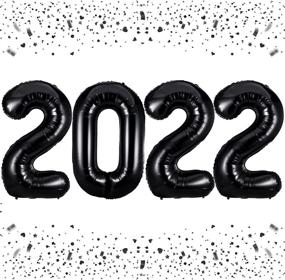img 4 attached to 2022 Black Balloons - 40 Inch Happy New Year Decorations, Aluminum Foil Balloon for New Years Eve Party Supplies, NYE Decorations, Graduation