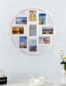 img 2 attached to 🖼️ Mkun 4x6 Wall Collage Picture Frames - Stylish Circular Wall Hanging Photo Collage Frame with Leaf Decoration, 9-Opening (White)