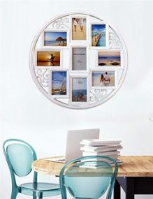 img 1 attached to 🖼️ Mkun 4x6 Wall Collage Picture Frames - Stylish Circular Wall Hanging Photo Collage Frame with Leaf Decoration, 9-Opening (White)