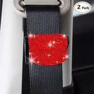2 pack bling car seat belt clips – handmade red rhinestones crystal seatbelt adjuster for comfort & style – cute girl car accessories for women interior (red) logo