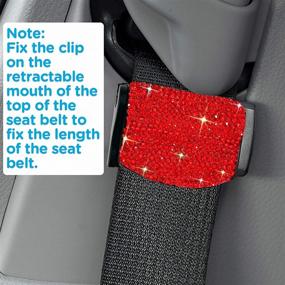 img 3 attached to 2 Pack Bling Car Seat Belt Clips – Handmade Red Rhinestones Crystal Seatbelt Adjuster for Comfort & Style – Cute Girl Car Accessories for Women Interior (Red)