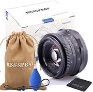 📸 capture every detail with risespray 35mm f1.2 large aperture aps-c aluminum lens for nikon1-mount mirrorless camera logo