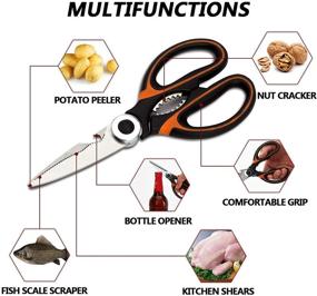 img 3 attached to 🔪 Estimare Тяжелые кухонные ножницы: многофункциональные ножницы для трав, курицы, мяса и овощей - оранжевые и черные