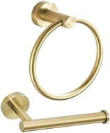 🚽 weiko gold toilet paper holder and towel ring set - brushed gold bathroom hardware kit with wall mount, stainless steel hand towel holder - 2 pieces bathroom accessories logo