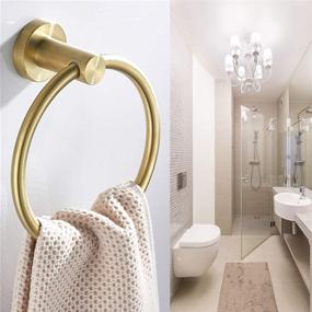 img 2 attached to 🚽 WEIKO Gold Toilet Paper Holder and Towel Ring Set - Brushed Gold Bathroom Hardware Kit with Wall Mount, Stainless Steel Hand Towel Holder - 2 Pieces Bathroom Accessories