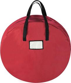 img 4 attached to 🎄 Wreath Storage Bag - Tiny Tim Totes Round 30" Canvas Tote for Artificial Wreaths & Garland - Ideal for Holidays, Easter, Fall, and Christmas - Red with Black Handles