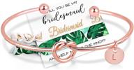 💍 mookoo personalised bridesmaid bracelet: perfect proposal & bachelorette gift - will you be my bridesmaid? adjustable bangle logo