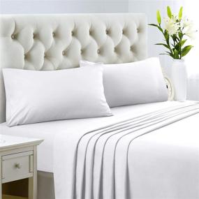 img 3 attached to 🛏️ Enhanced HOMEIDEAS Queen Size Bed Sheets - 4 Piece Set (White) - Ultra Soft Brushed Microfiber 1800 Bedding Sheets, Deep Pocket, Wrinkle & Fade Free