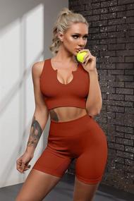 img 2 attached to 🏋️ FAFOFA Women's Ribbed Sport Bra and High Waist Running Shorts Gym Set, Ideal for Yoga and Workouts