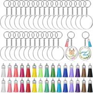 🔑 130pcs acrylic keychain blanks: clear vinyl kit with ornament blanks, tassels, rings, and jump rings for diy crafts & jewelry making logo