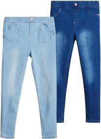 img 4 attached to 👖 Nanette Lepore Girls' Jeggings - Pack of 2 Super Stretch Denim Leggings Jeans (Big Girl)