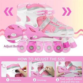 img 3 attached to OUDEW Roller Skates: Light up Wheels & 🛼 Adjustable Sizes for Kids Beginners - Girls and Boys