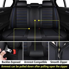 img 1 attached to Waterproof Faux Leatherette Car Seat Covers Set, CAPITAUTO Universal Fit Cushion Covers for Cars SUV Pick-up Truck - Black & Blue, Ideal Auto Interior Accessories