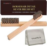 🐴 takavu horsehair detail brush set with 2 silver cleaning brushes and polish cloth - ideal for fine silverware, plateware, jewelry, and heirloom silver polishing work logo