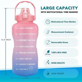 img 3 attached to 🥤 GOSWAG 1 Gallon/128oz Water Bottle with Straw and Time Marker, Motivational BPA Free Leakproof Sports Water Jug for Fitness, Gym, Camping and Outdoor Activities