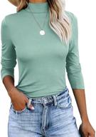 👚 revetro women's long sleeve mock turtleneck shirts - casual slim fit basic lightweight plain t-shirts logo