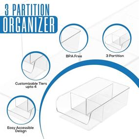 img 2 attached to 📦 Set of 4 Utopia Home Organizer Bins for Food Packets, Seasoning Mixes, Sauces, Snacks - 3-Section Storage for Kitchen, Cabinets, Countertops &amp; Bathrooms