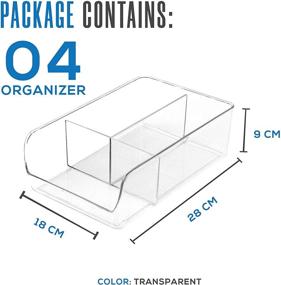 img 1 attached to 📦 Set of 4 Utopia Home Organizer Bins for Food Packets, Seasoning Mixes, Sauces, Snacks - 3-Section Storage for Kitchen, Cabinets, Countertops &amp; Bathrooms