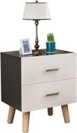 🌙 gdlma wood nightstand in black and white | double drawer end table for bedroom логотип