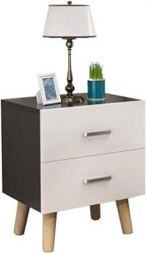 img 4 attached to 🌙 GDLMA Wood Nightstand in Black and White | Double Drawer End Table for Bedroom