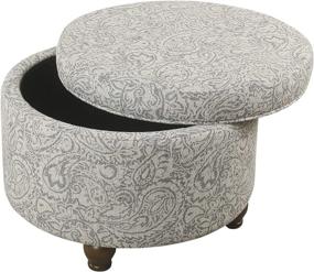 img 2 attached to 🌸 HomePop Gray Floral Round Ottoman with Storage and Lid: Elevated Style for Your Home