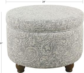 img 3 attached to 🌸 HomePop Gray Floral Round Ottoman with Storage and Lid: Elevated Style for Your Home