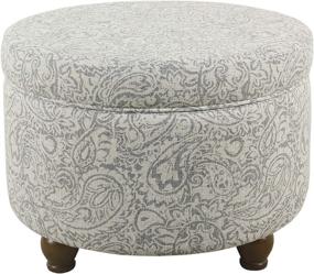 img 4 attached to 🌸 HomePop Gray Floral Round Ottoman with Storage and Lid: Elevated Style for Your Home