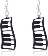 🎹 diyanmmy trendy hollow black piano key dangle drop earrings for women & girls - unique simulated bohemian jewelry gift logo